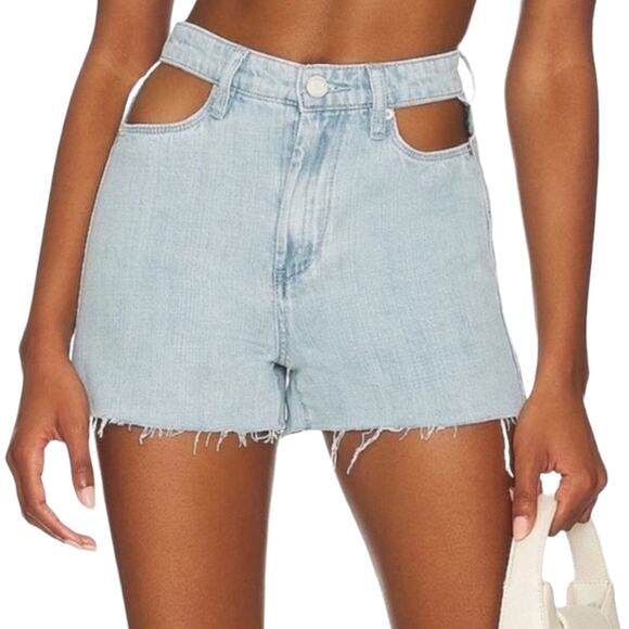 BLANK NYC Jean Shorts Women’s 26 Blue Light Wash High Rise Hip Cutouts NWT - Picture 6 of 10